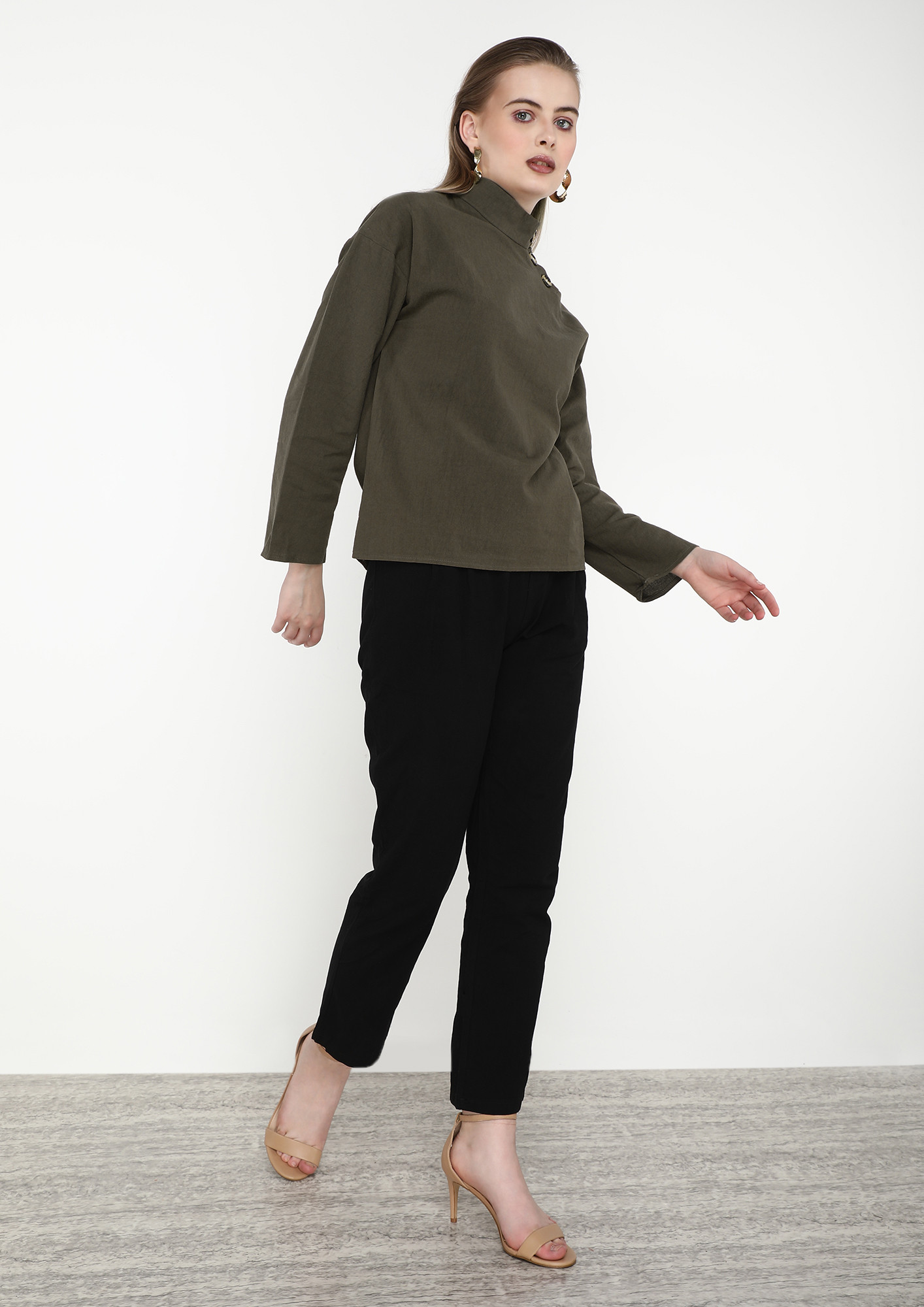 ALL THINGS CONTEMPORARY ARMY GREEN TOP