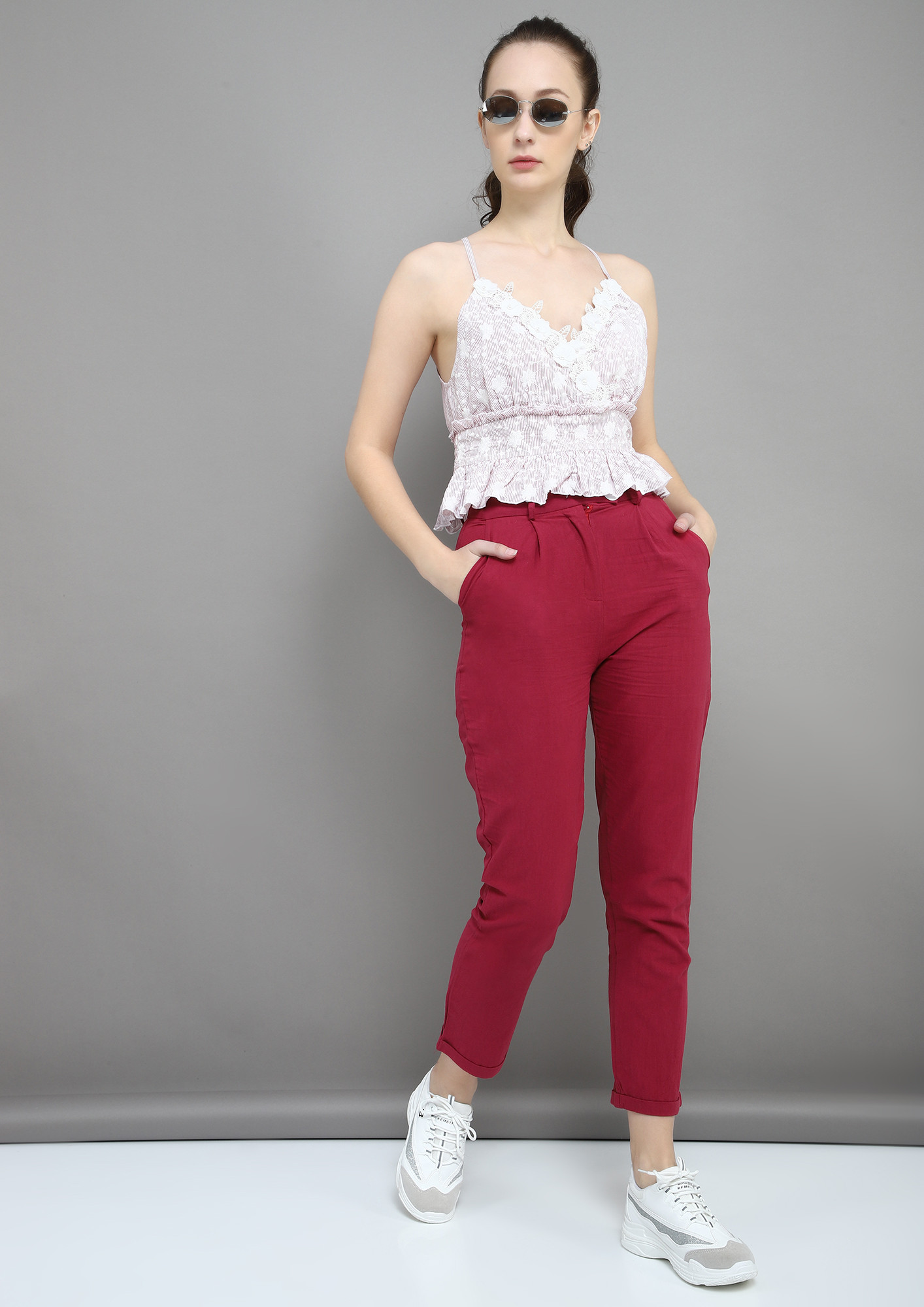 Formal Look - Wine leather trousers & Ikat White Shirt | Fashion Panache