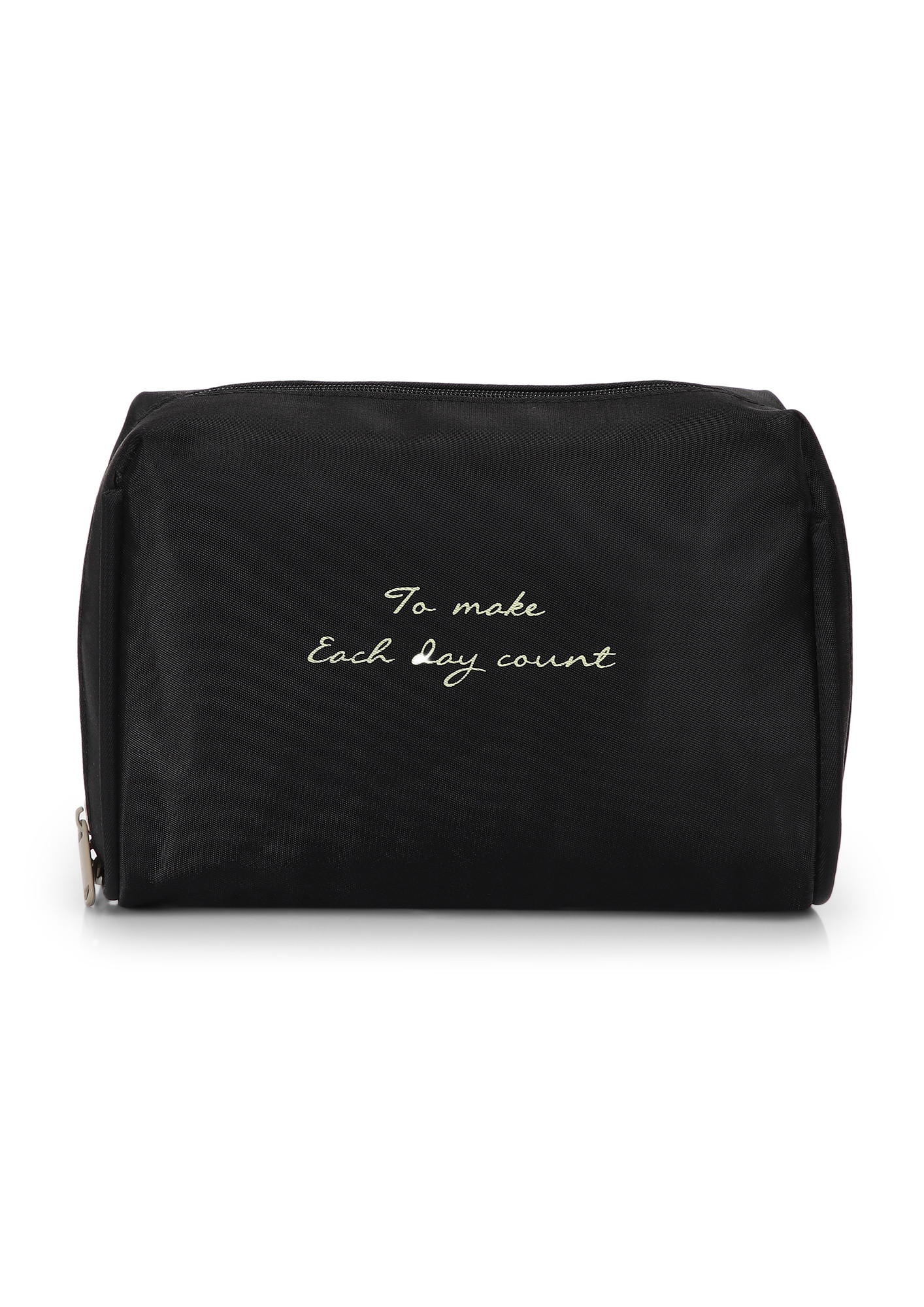 MAKE EACH DAY COUNT BLACK MAKE-UP POUCH 