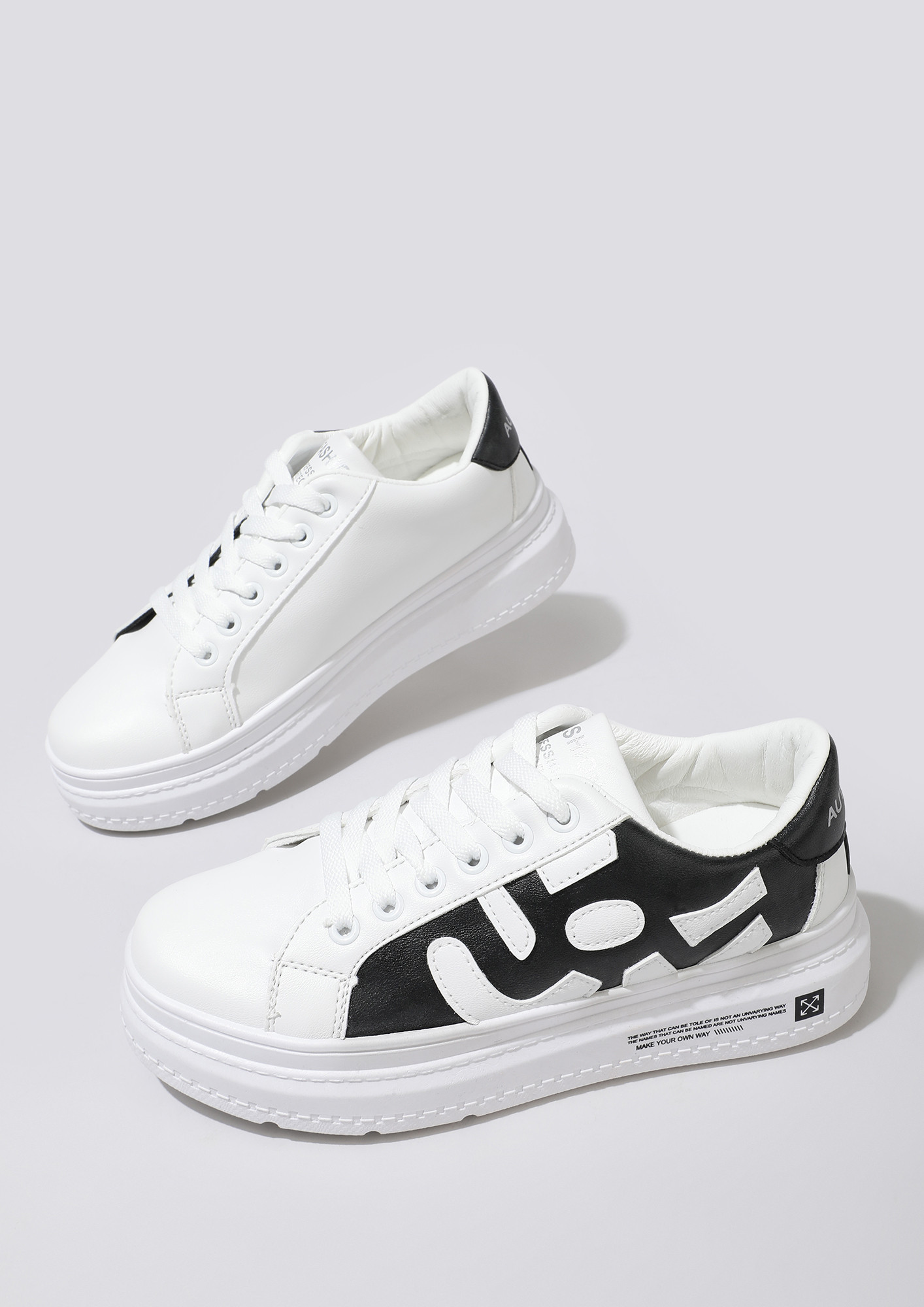 SASS IT UP WHITE BLACK TRAINERS