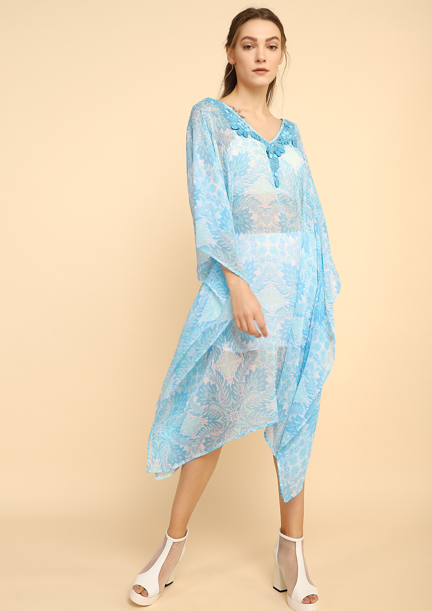 BREATHE IN THE OCEAN TURQUOISE BLUE COVER-UP 