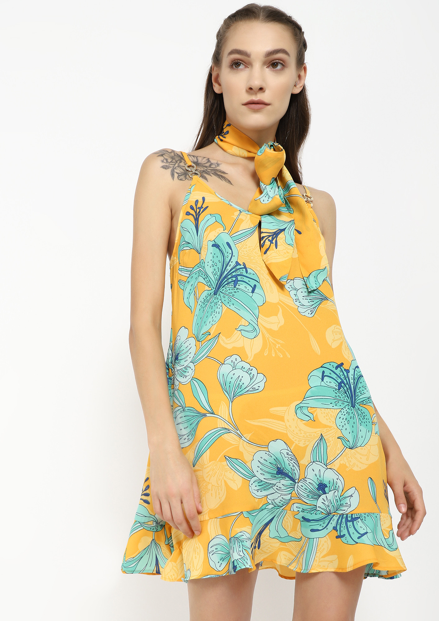 BLOOMING FROM WITHIN YELLOW SHIFT DRESS