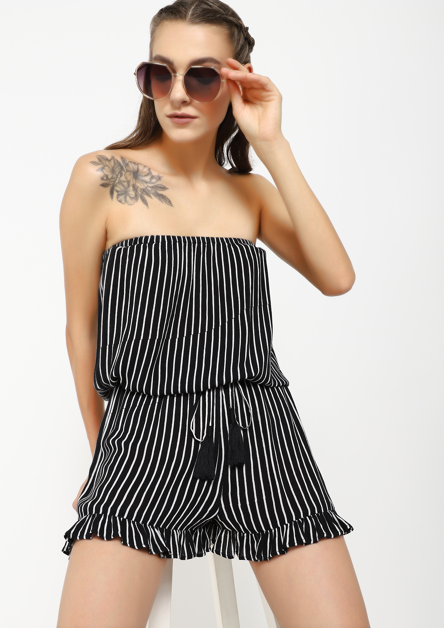 OFFLOAD YOUR WORRIES BLACK WHITE ROMPER
