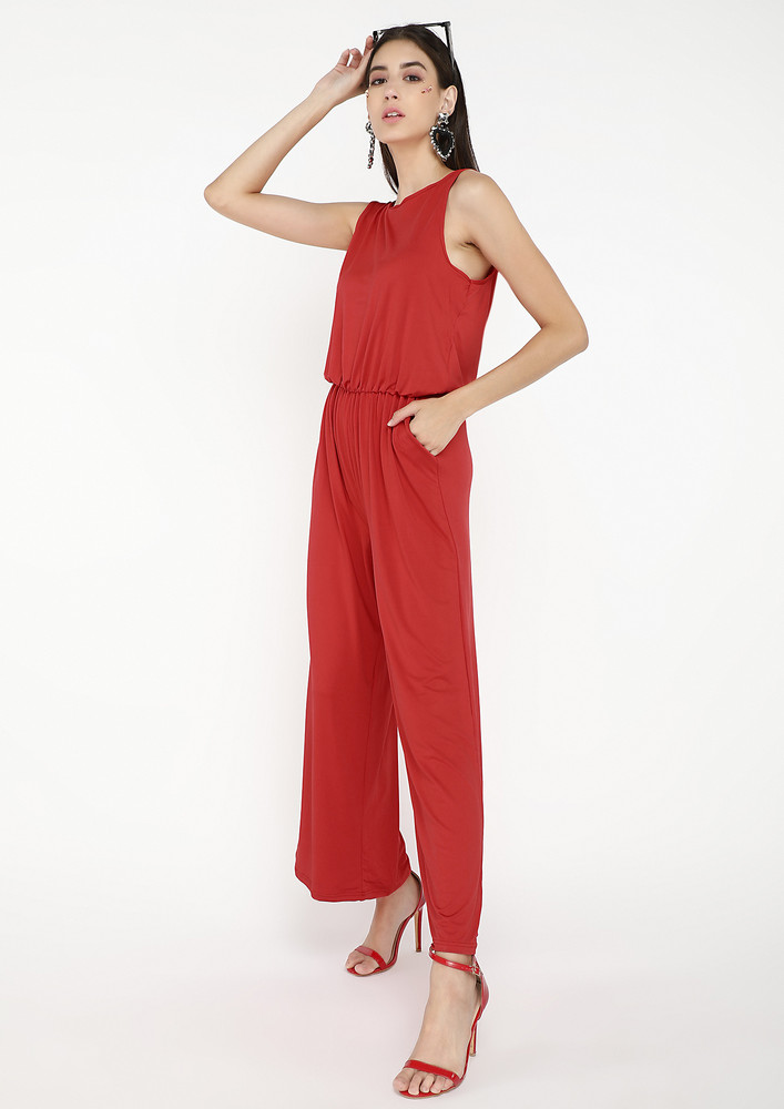 Slay Your Way Red Jumpsuit