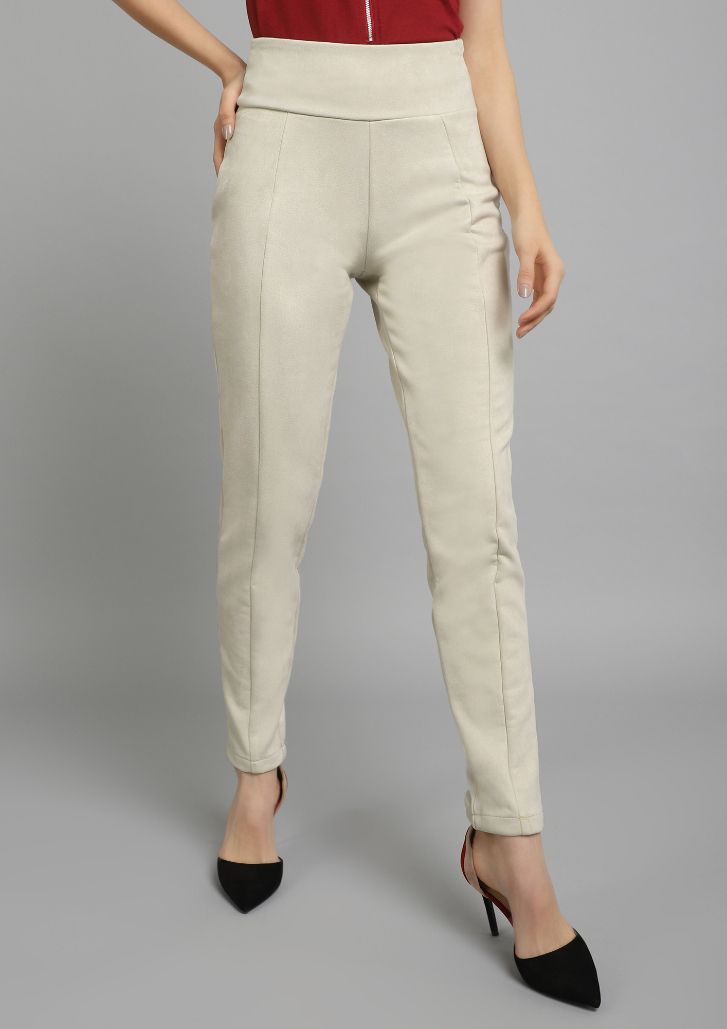 Shop Peg Leg Trousers with Paperbag Waist and Button Detail Online | Max  Qatar