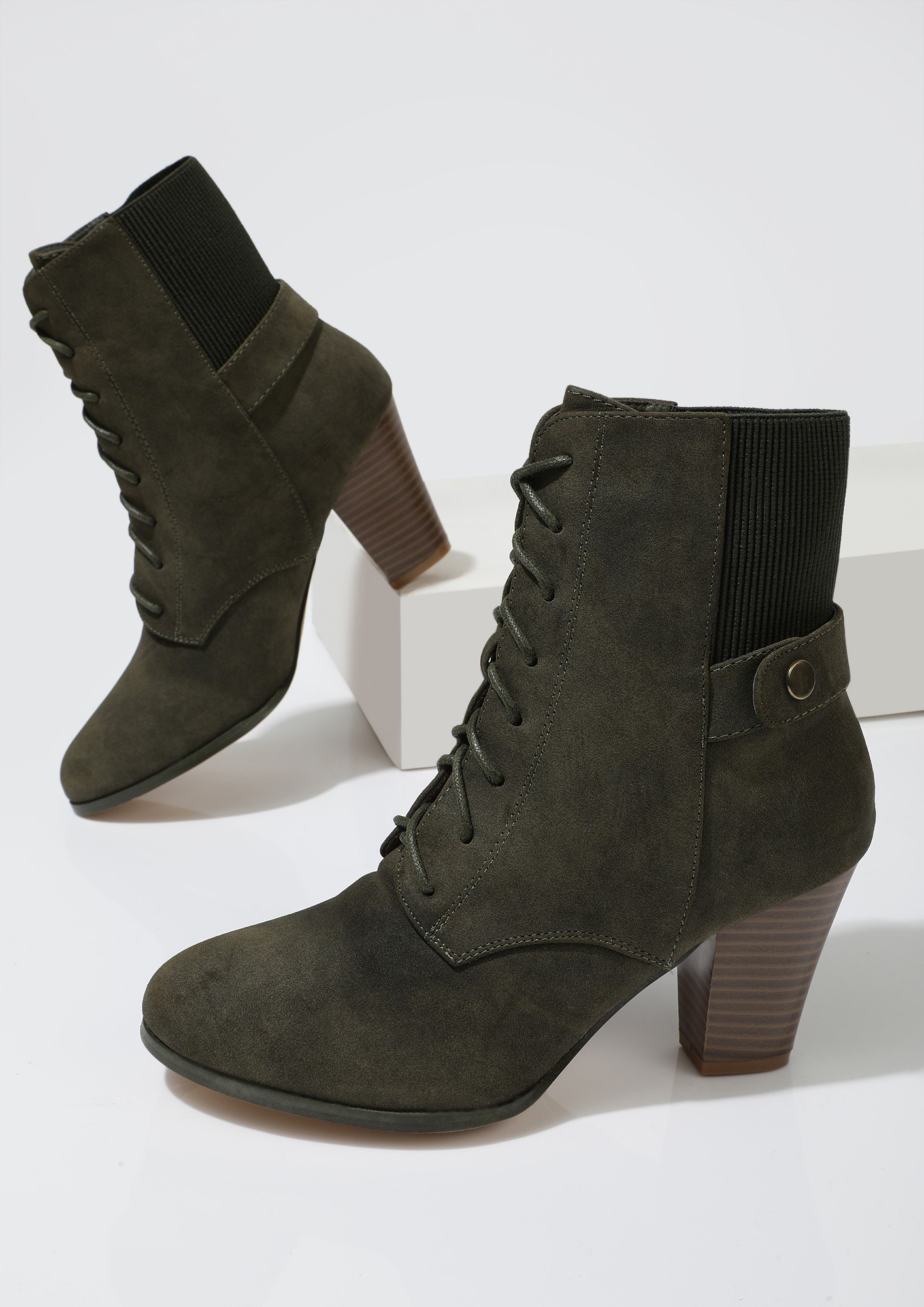 SLAY WITH GREEN ANKLE BOOTS