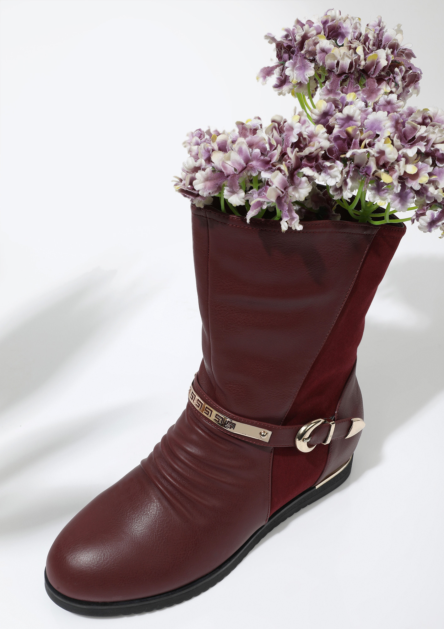 IN TWO MINDS WINE MID-CALF BOOTS