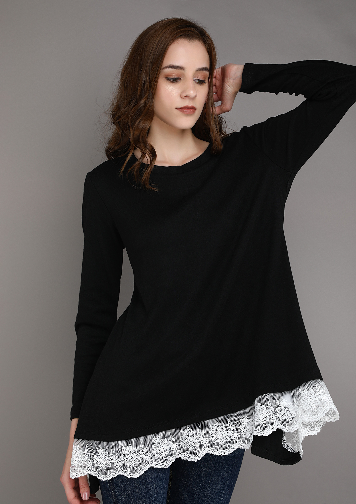 Buy LACE ME UP BLACK TUNIC TOP for Women Online in India
