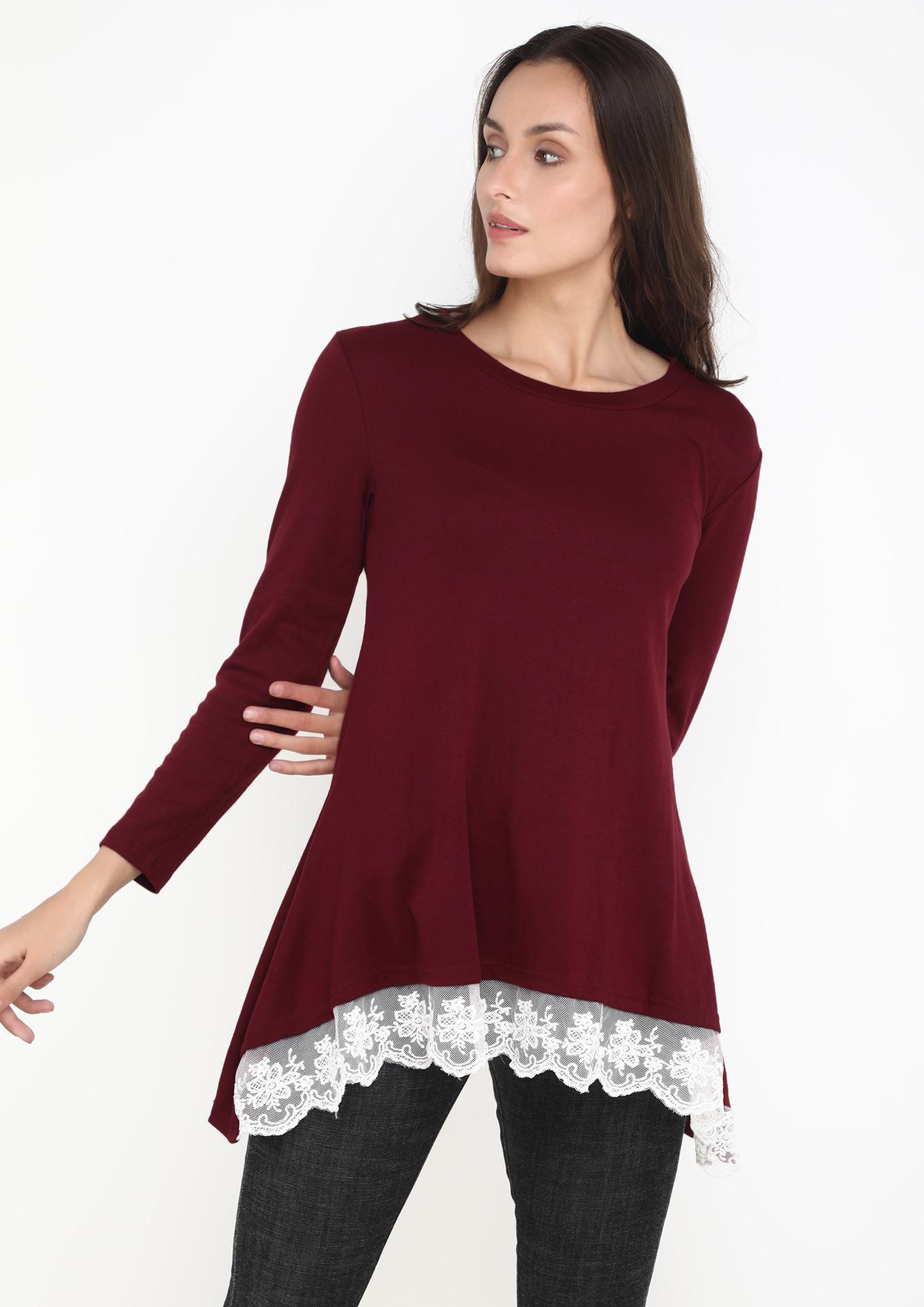 LACE ME UP WINE TUNIC TOP