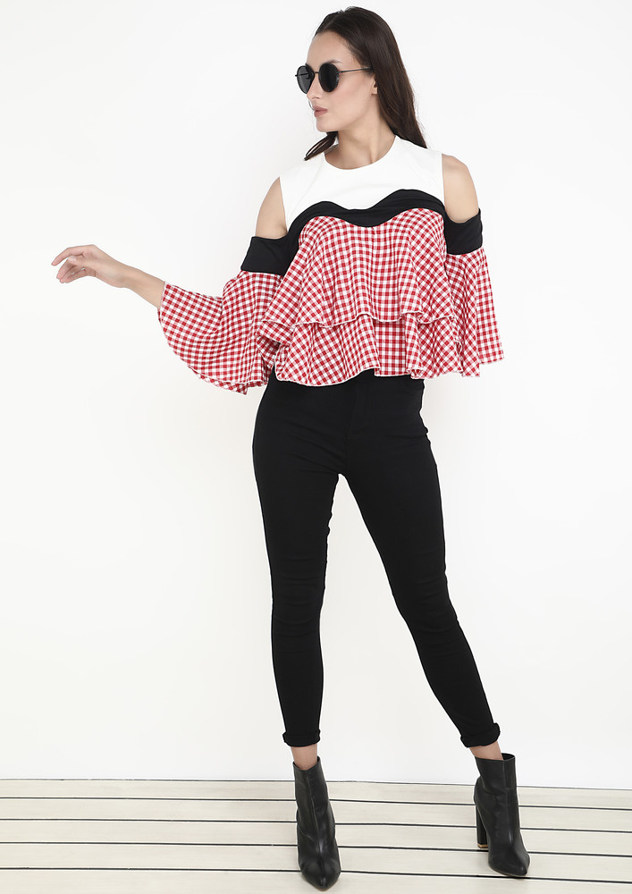 Frill And Fun Red Checked Top