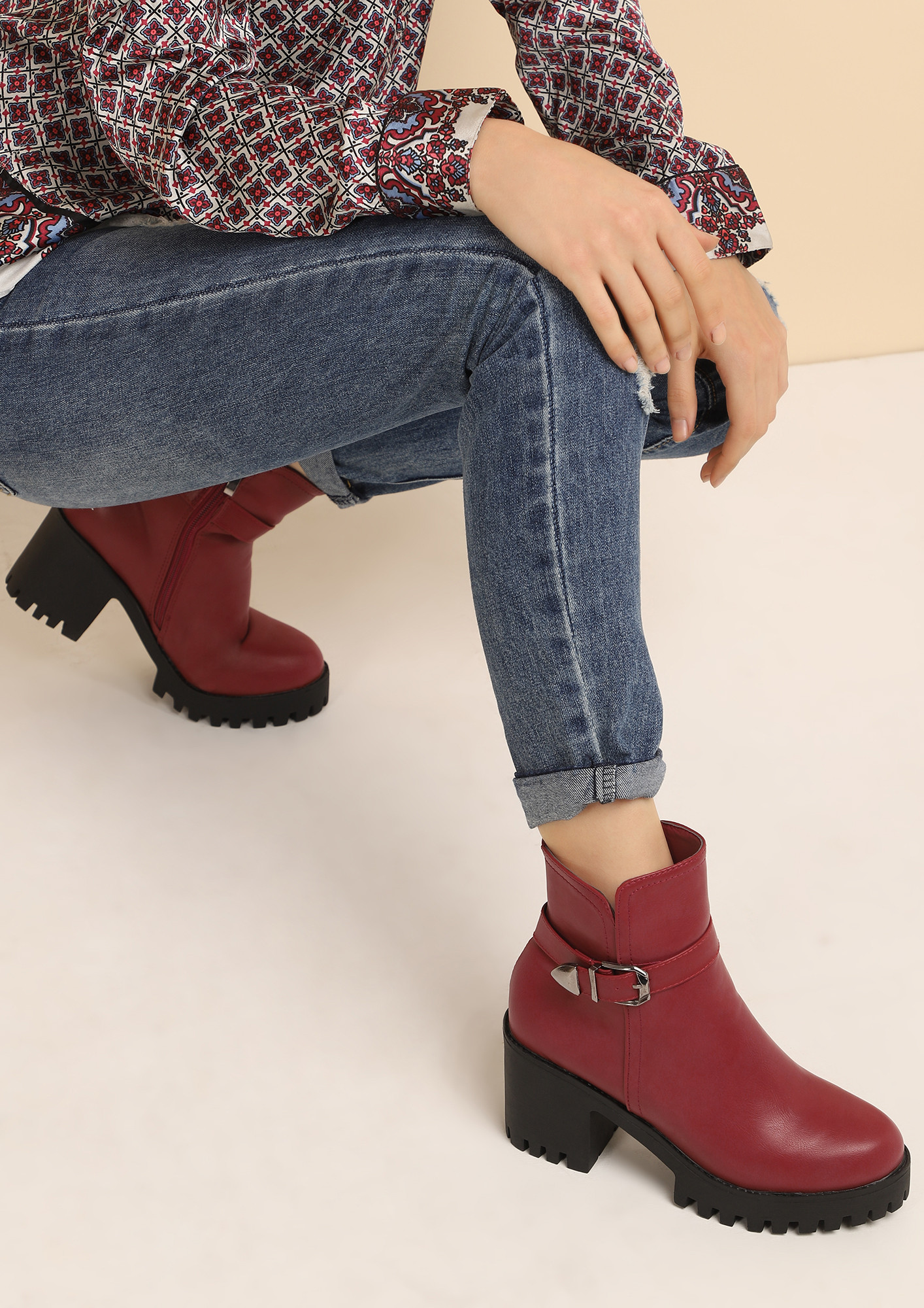 HOLY CHIC RED ANKLE BOOTS