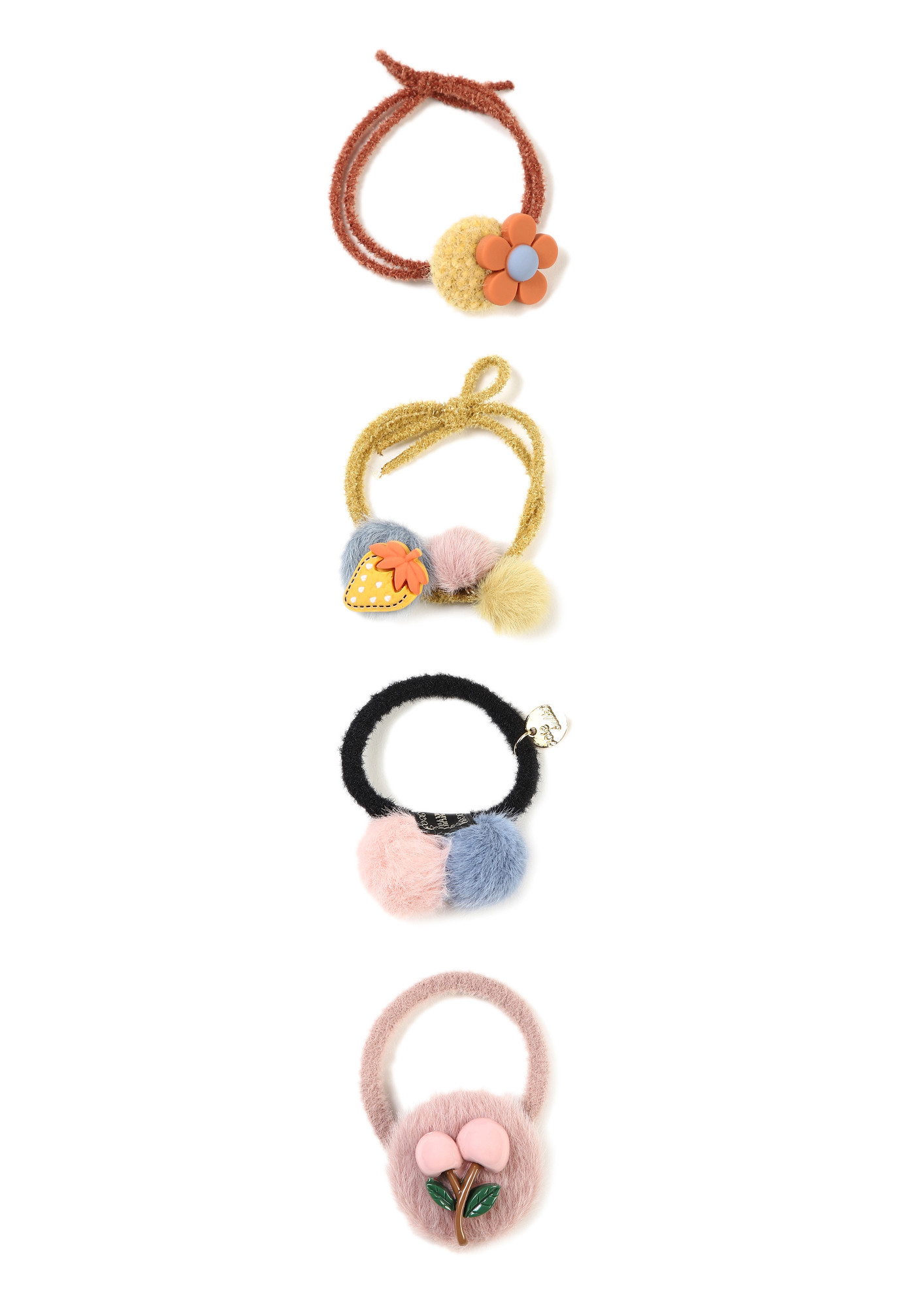 COLLECTING POMPOMS MULTICOLOR SET OF FOUR SCRUNCHIES
