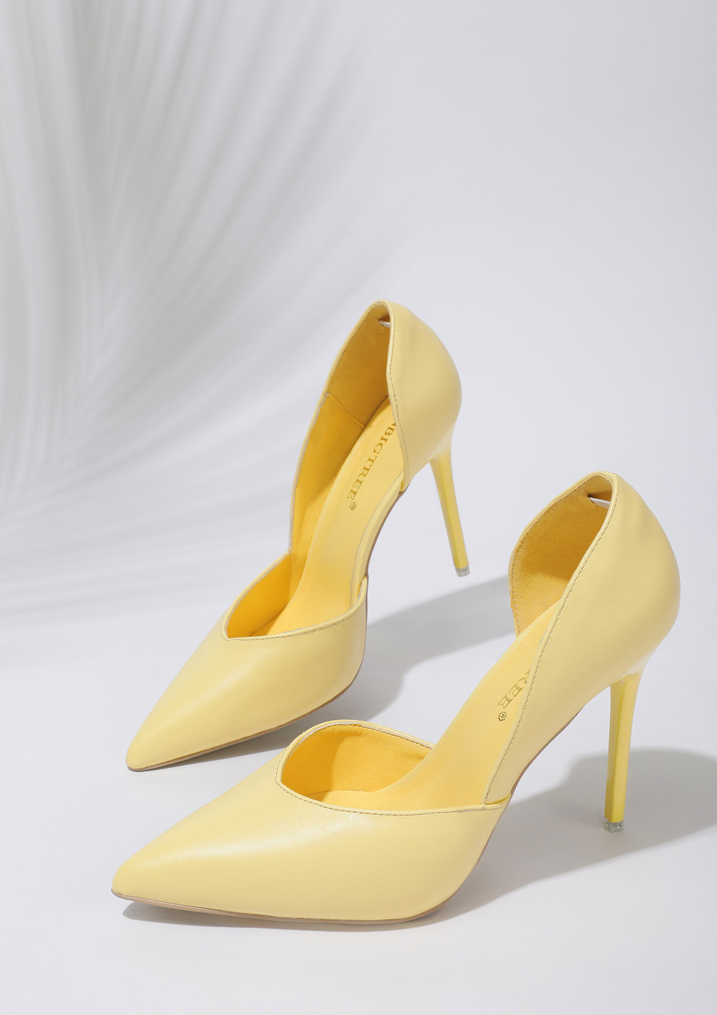 Point Toe Stiletto Heeled Court Pumps, Yellow Sexy Solid Color High Heels |  SHEIN IN