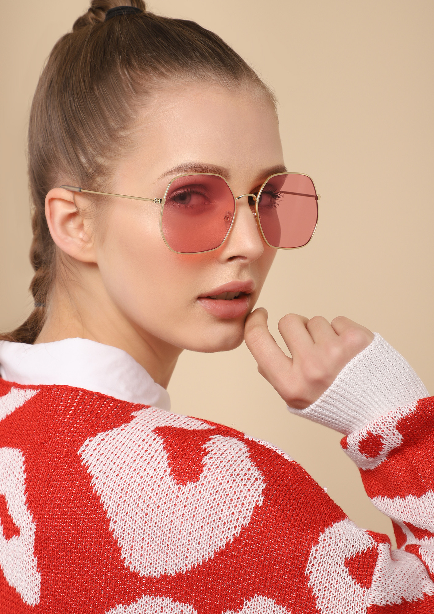 FOR OLD TIMES SAKE PINK RETRO SUNGLASSES