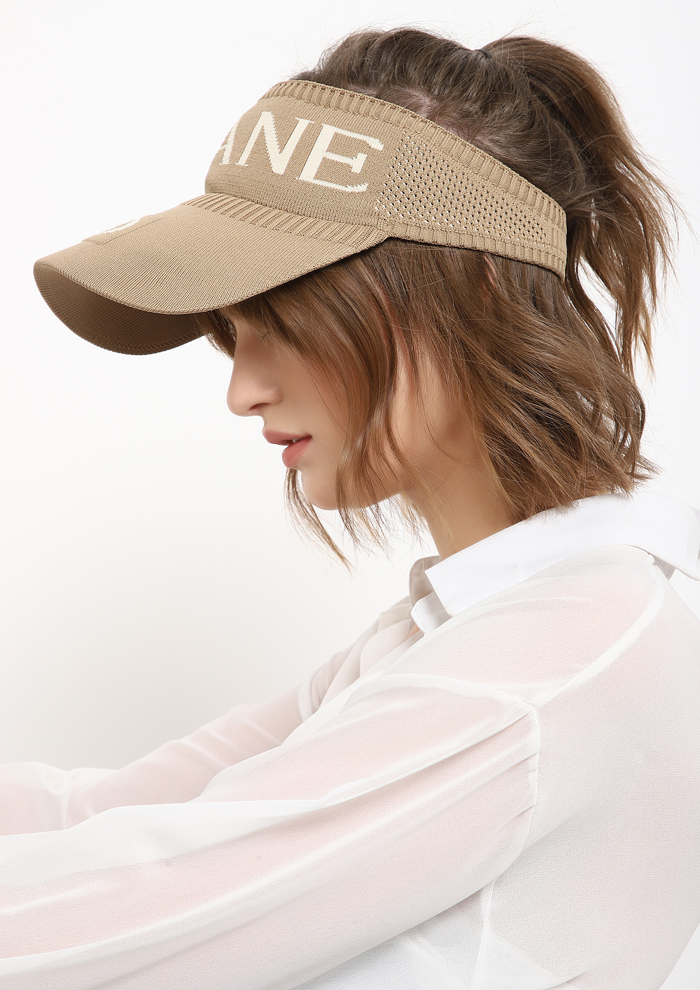 OUT IN THE SUN TAUPE VISOR CAP