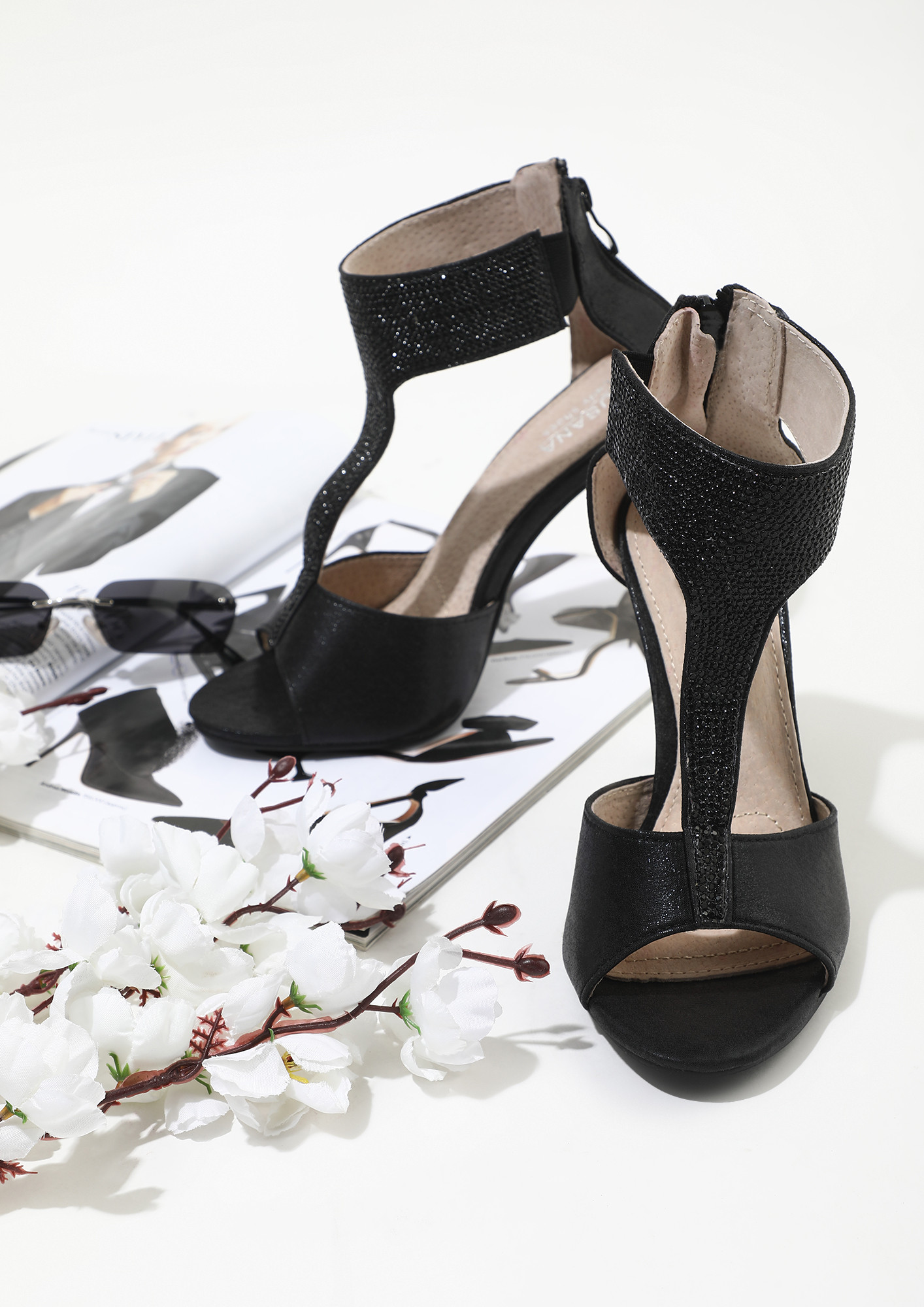 Black Ankle-Strap Heeled Sandals - CHARLES & KEITH IN