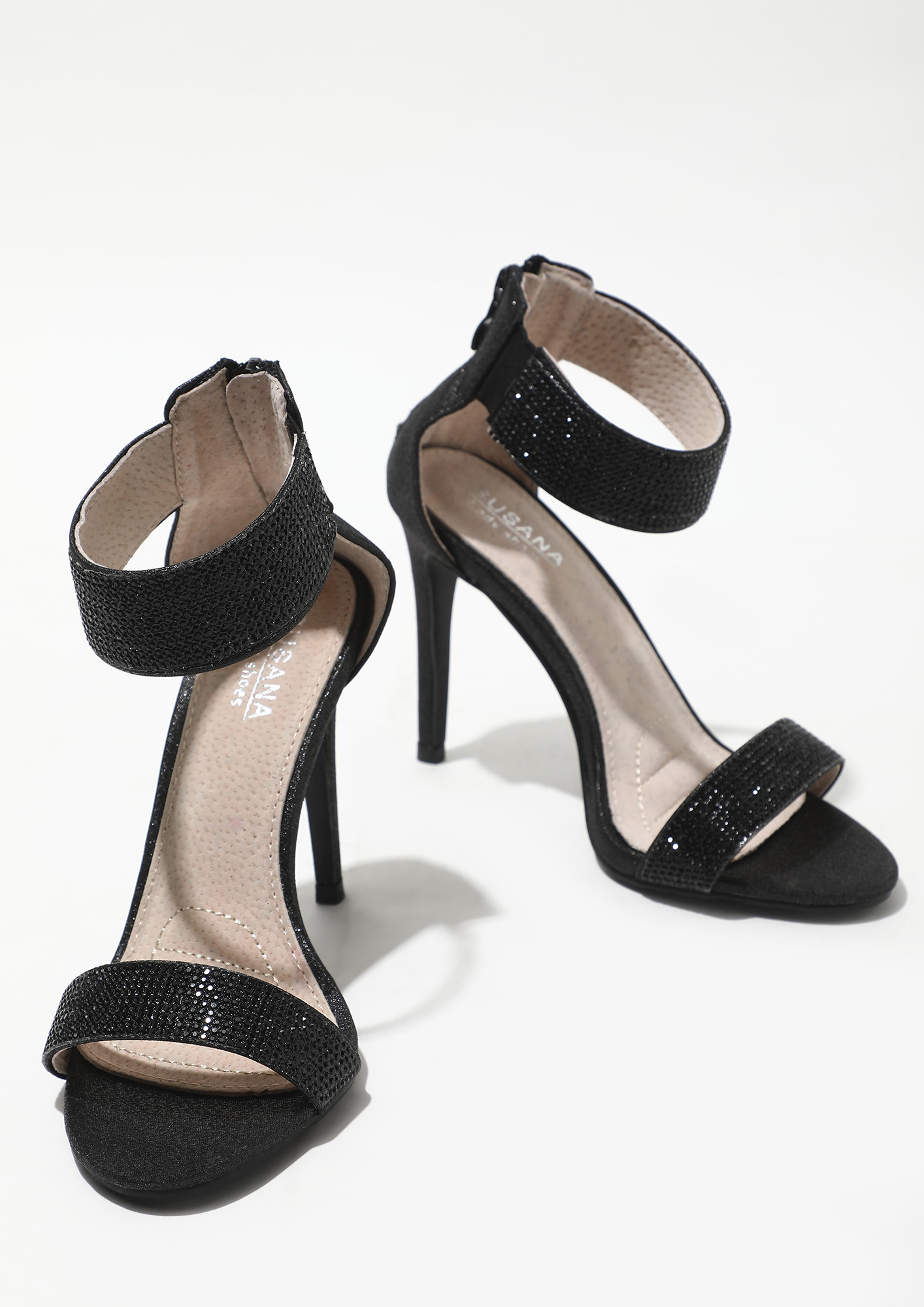 Women Black Ankle Strap Stiletto Heeled Sandals | SHEIN IN