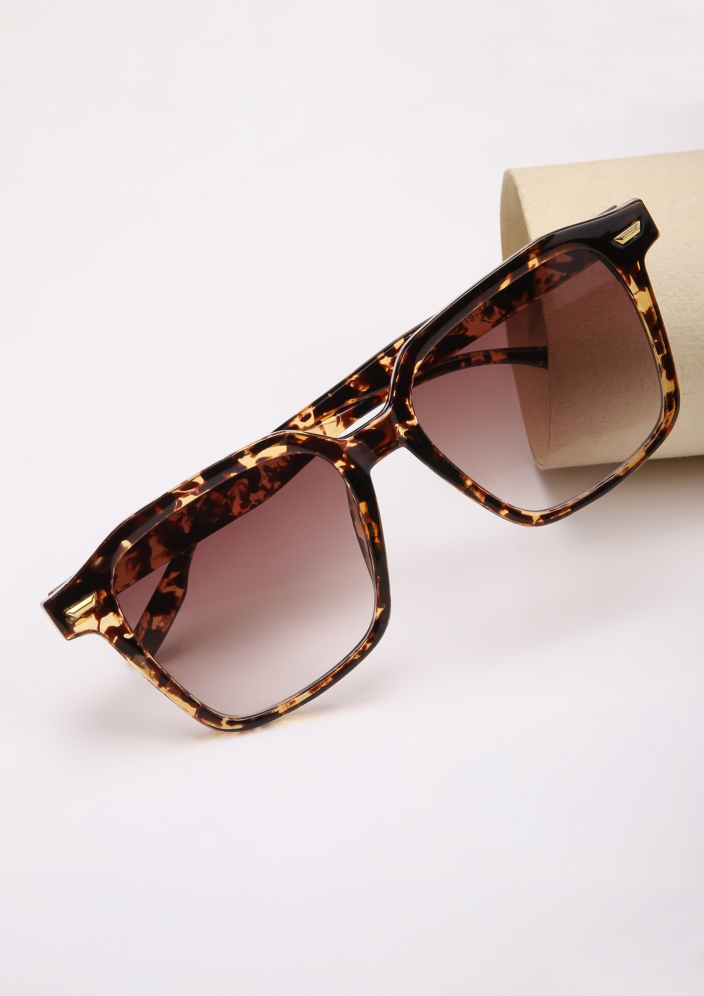 S-PRINTING ALL OVER AMBER SQUARE FRAME SUNGLASSES