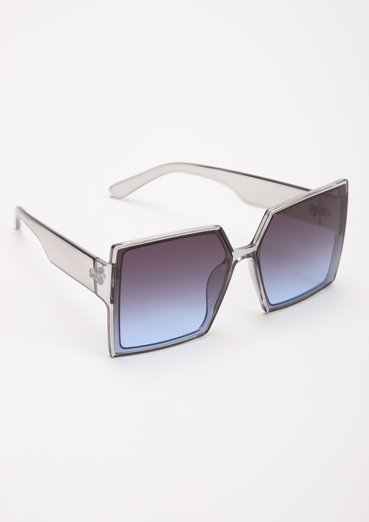 OVER-SIZED IT ALL GREY BLUE SQUARE FRAME SUNGLASSES