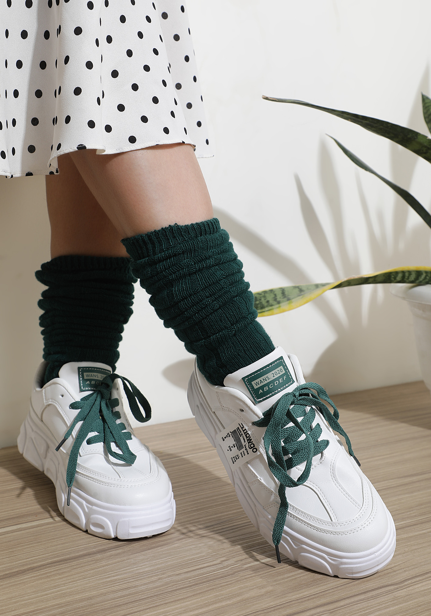 BASIC BABE GREEN WHITE TRAINERS