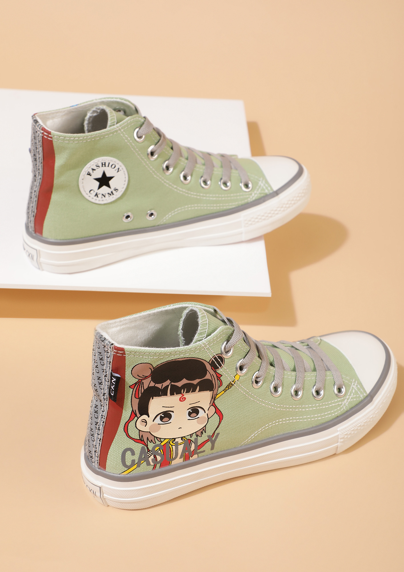 Buy ANIME SPECIAL GREEN HI-TOP CANVAS SNEAKERS for Women Online in India