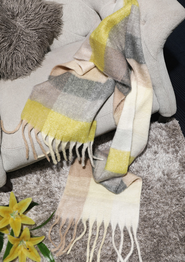 BE AT EASE YELLOW BLANKET SCARF