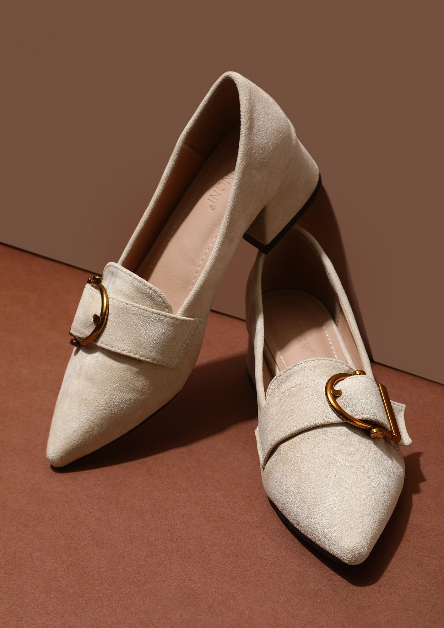 EVERYWHERE AND ANYWHERE BEIGE LOW HEELED SANDALS  