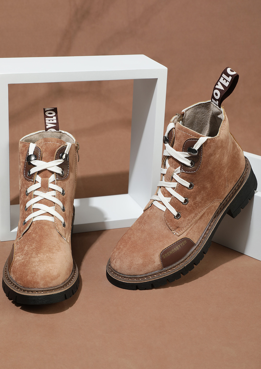 UP FOR A TREK BROWN ANKLE BOOTS