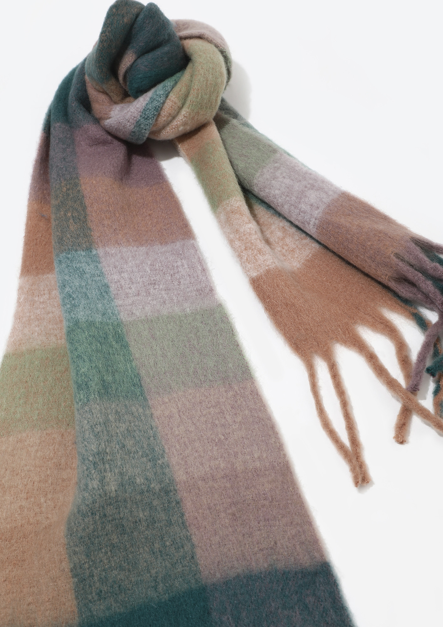 BE AT EASE GREEN CHECK BLANKET SCARF