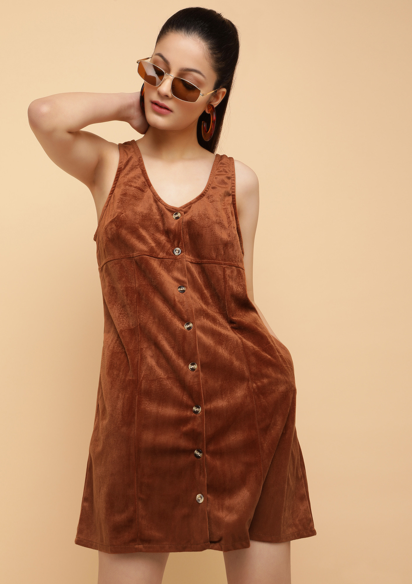 DONE WITH YOUR ATTITUDE BROWN SHIFT DRESS