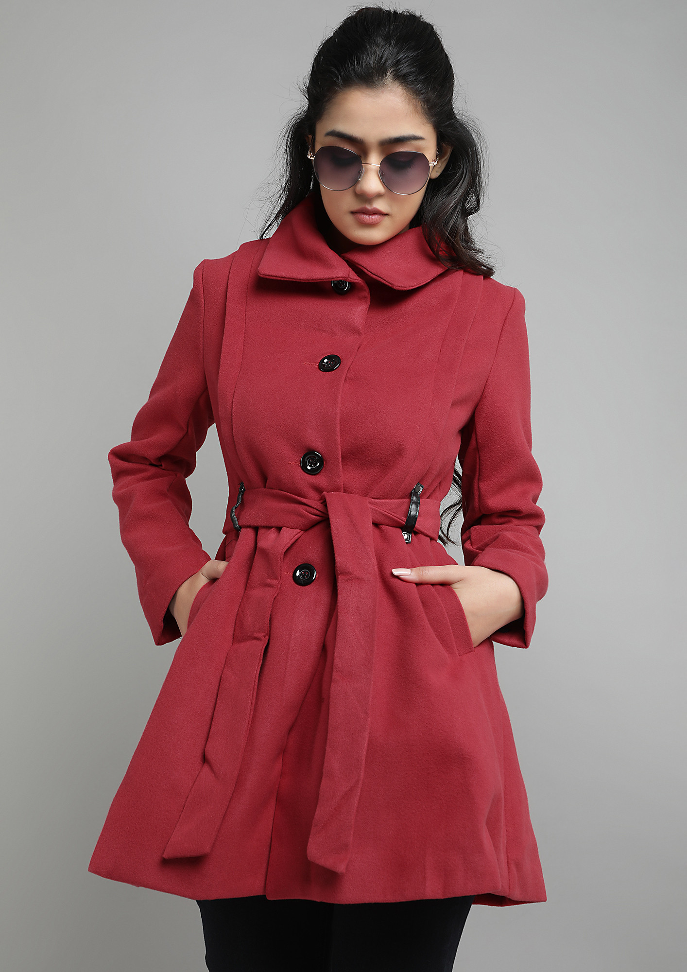 LOCK IN THE WARMTH RED OVERCOAT