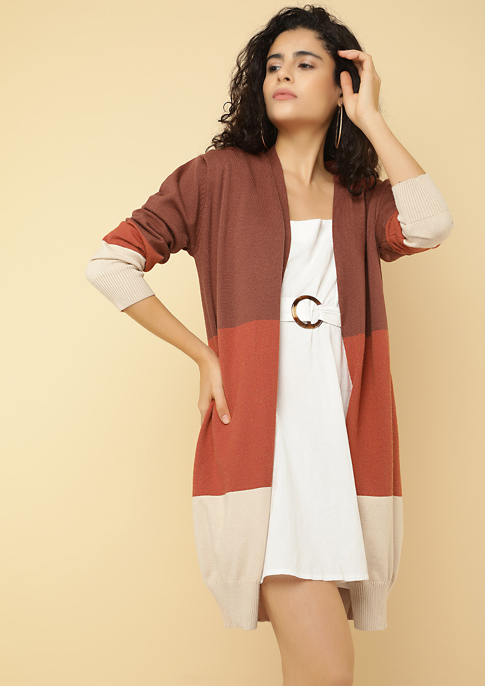 OPEN ENDINGS HICKORY BROWN CARDIGAN
