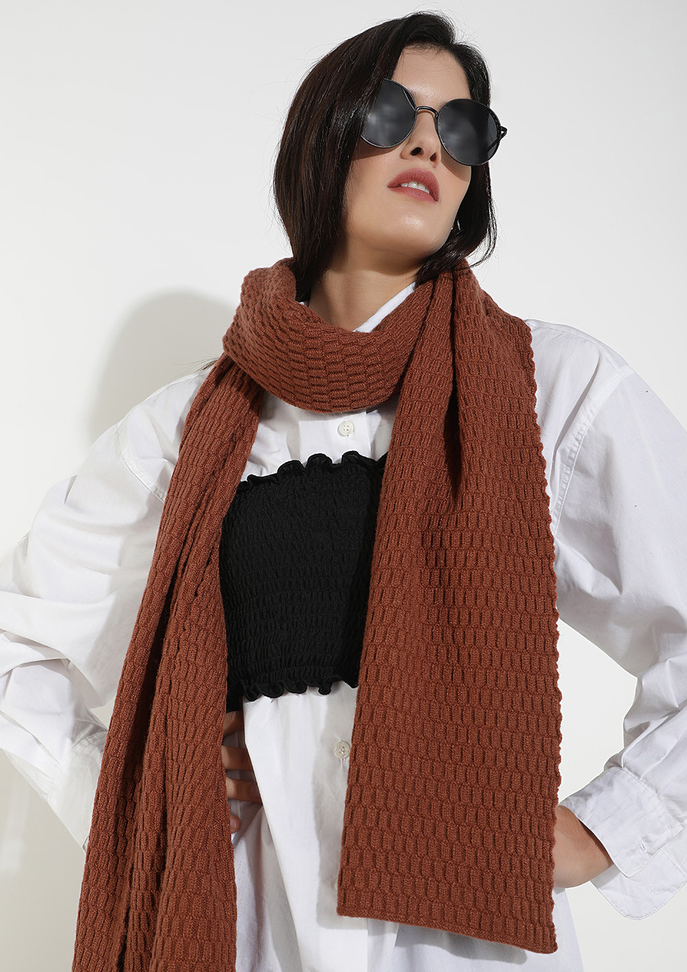 COSY AND DRESSY BROWN SCARF 