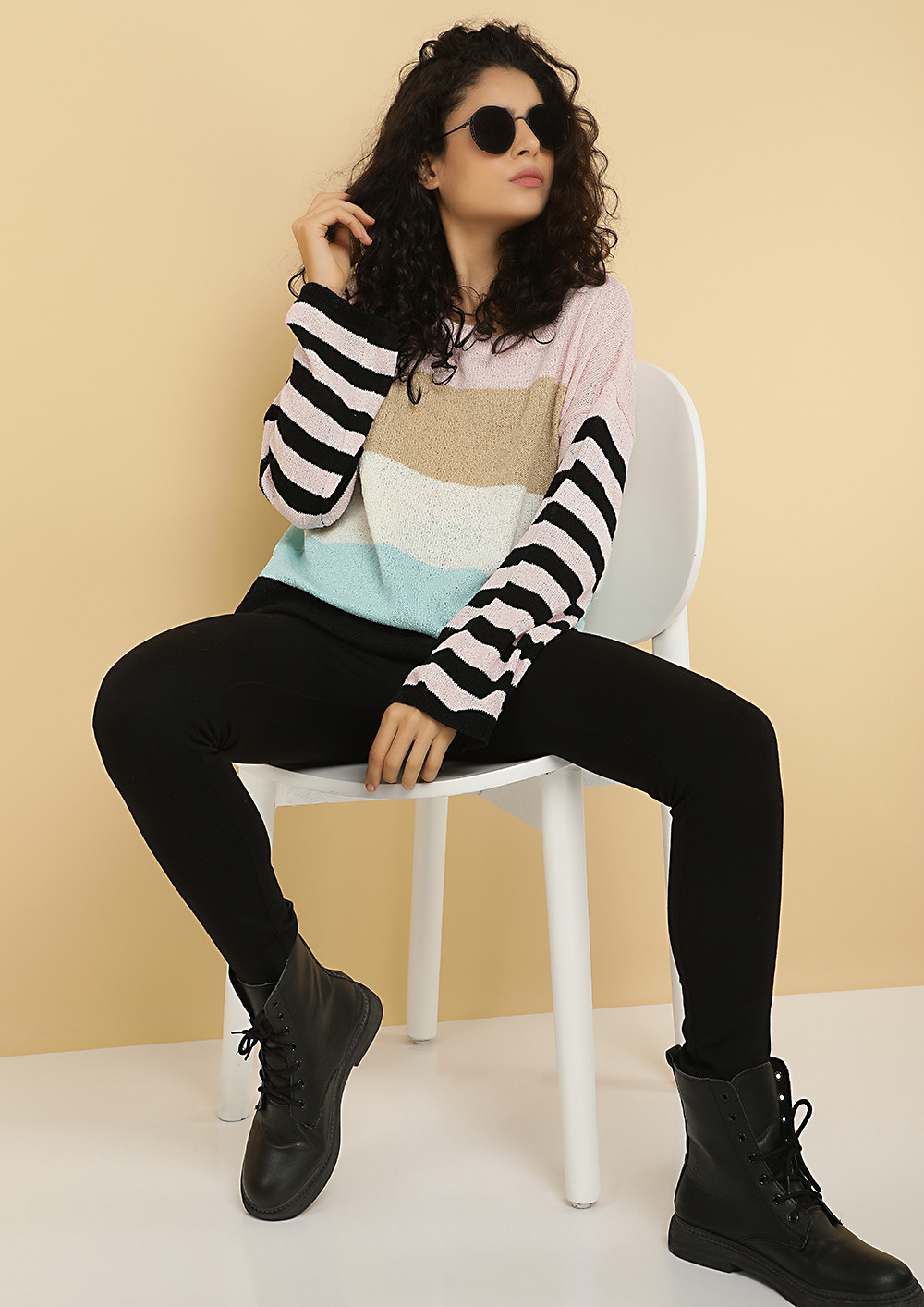 OBSESSED WITH COLORS BLACK STRIPED JUMPER