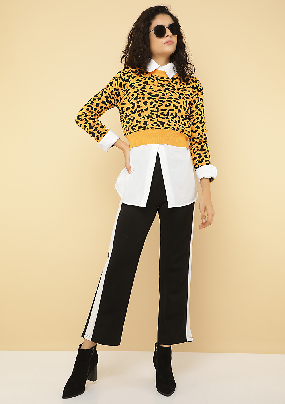 WILD AT HEART YELLOW CROPPED JUMPER