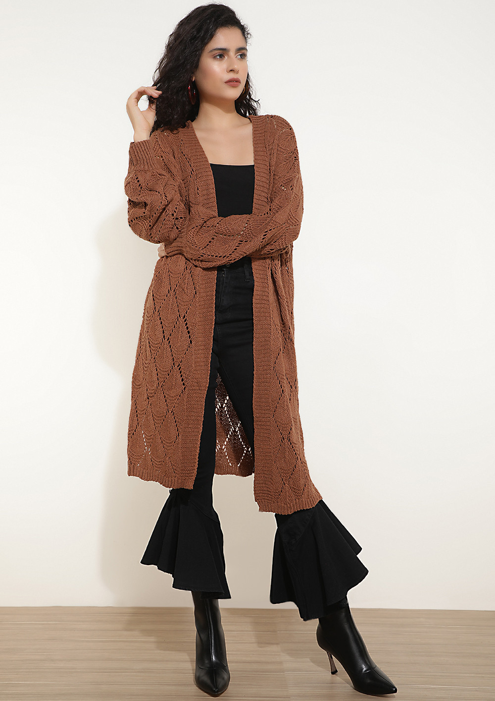 UP THE LADDER BROWN CARDIGAN