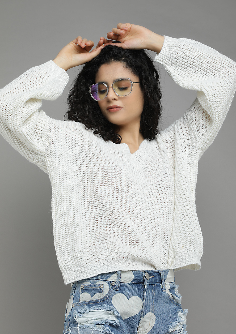 COMFORTABLY COZY WHITE JUMPER