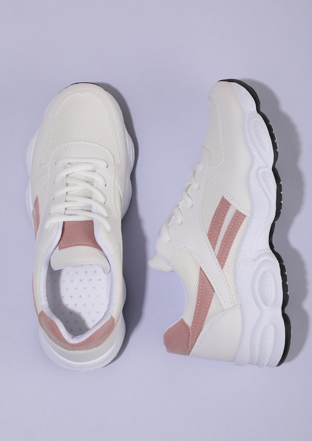 ADD SOME CHUNK WHITE PINK TAPING TRAINERS