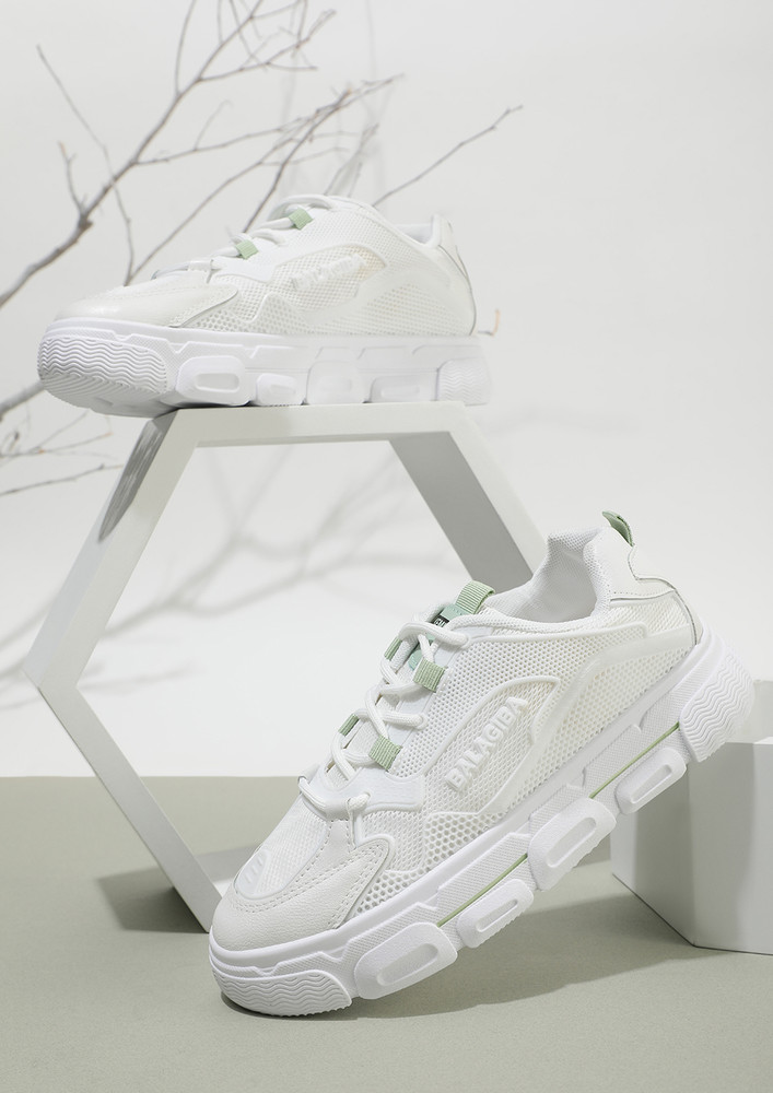 Mood to kick white green sneakers
