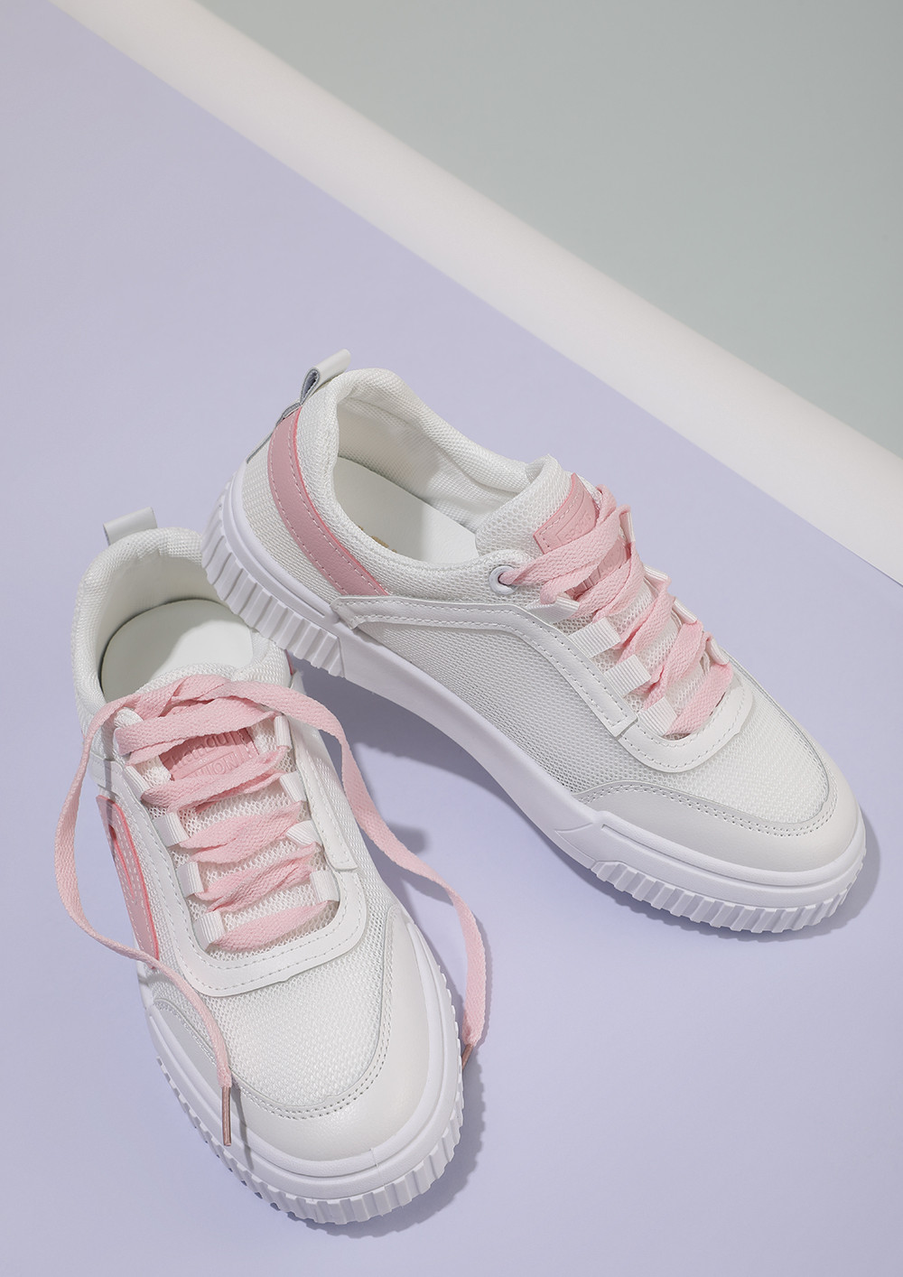 My words follow action white PINK sneakers