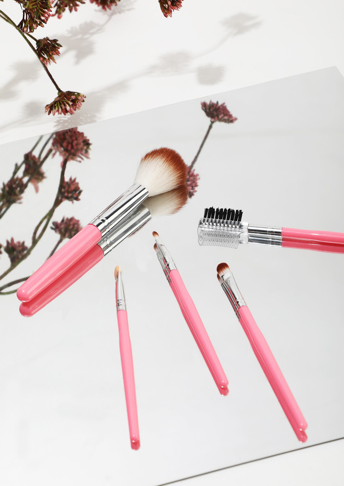 Radiant Pink Makeup Brushes- Set Of 5