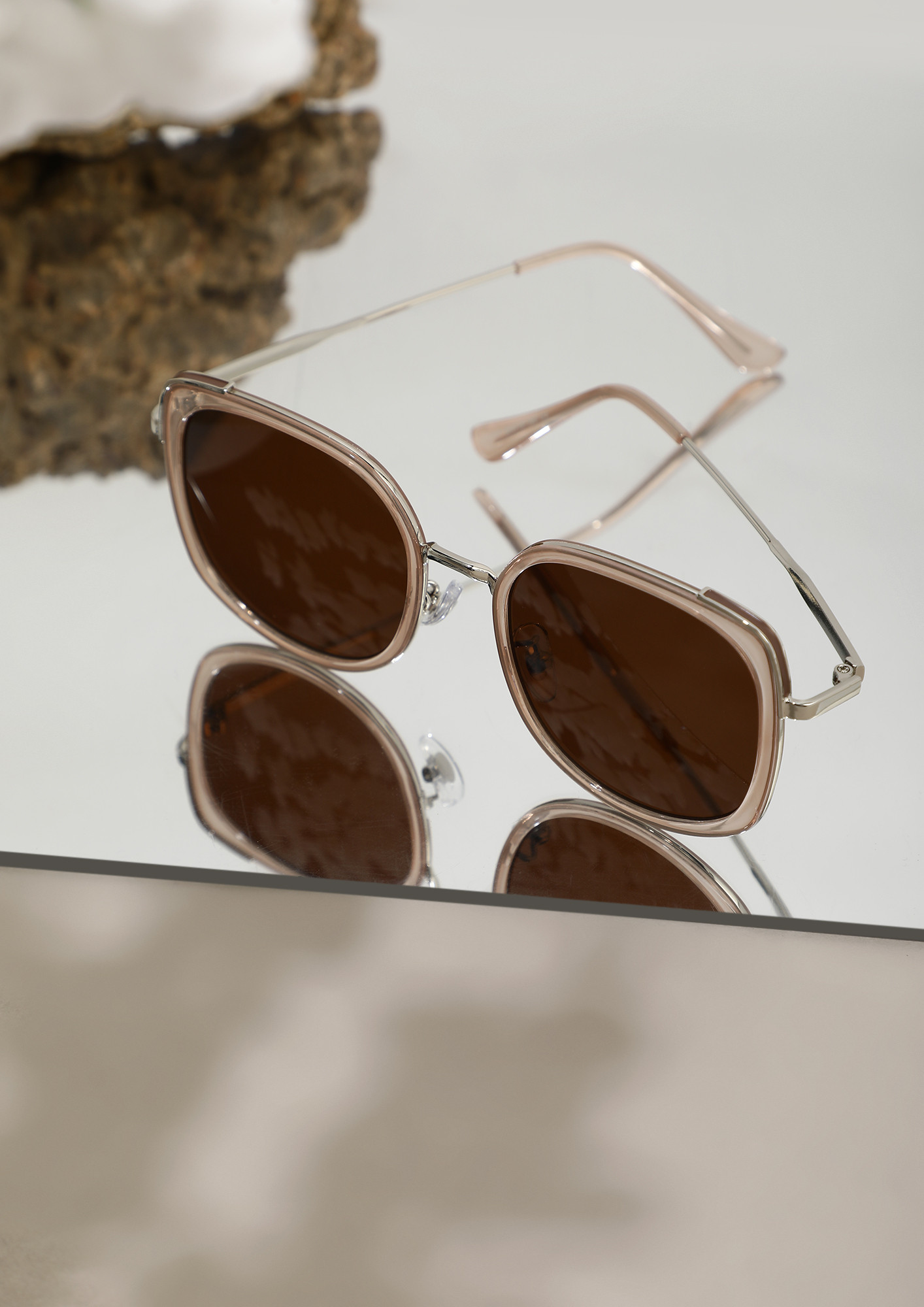 WHO SAYS SILVER BROWN LARGE SUNGLASSES