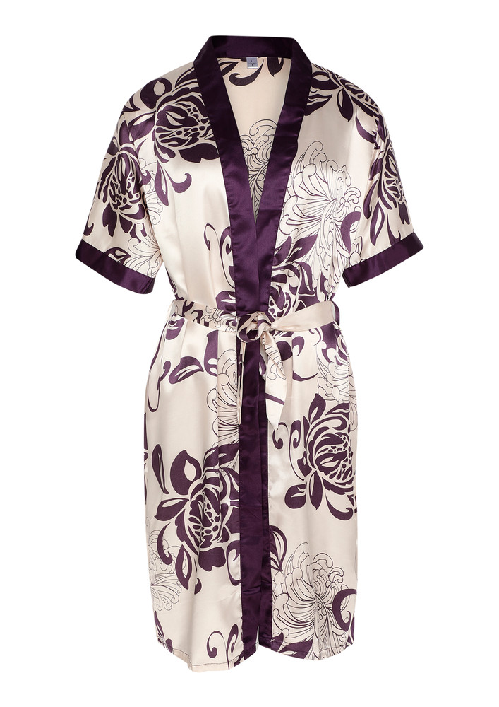 All-lush-and-pretty-via5454-1,  Full Sleeves,  Printed, Wrap-over, Deep Purple, Robe