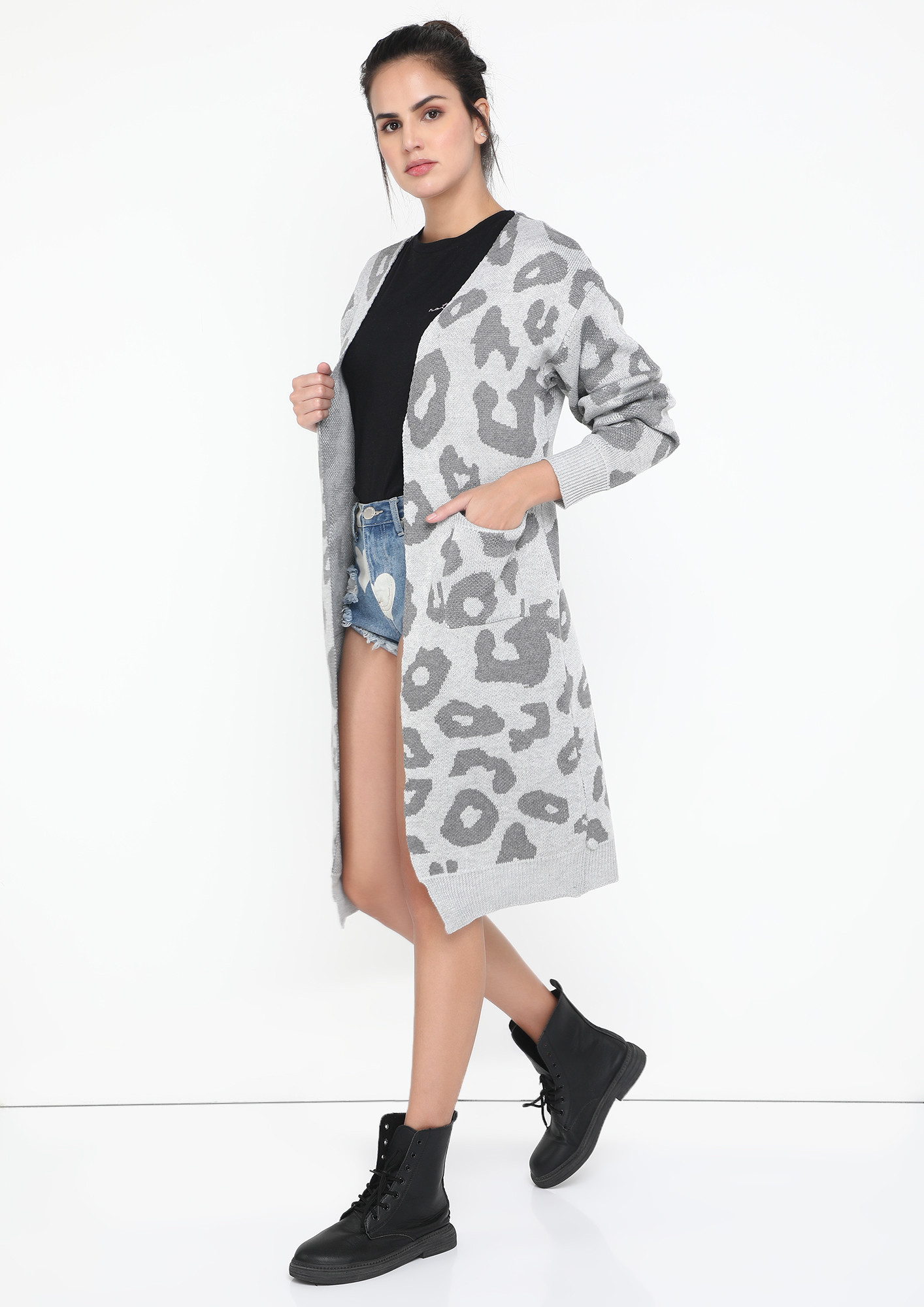 THAT-TIME-OF-THE-SEASON-VD3083, GREY, MOTIF PRINTS, MIDI, RELAXED FIT, FULL SLEEVES, CASUAL, SHRUG