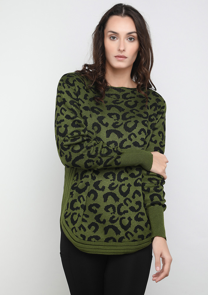 DRIZZLE SPOTS ARMY GREEN JUMPER