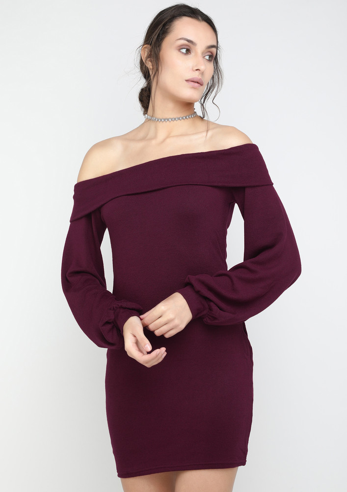 FALL IN STYLE ARMY CLARET RED DRESS