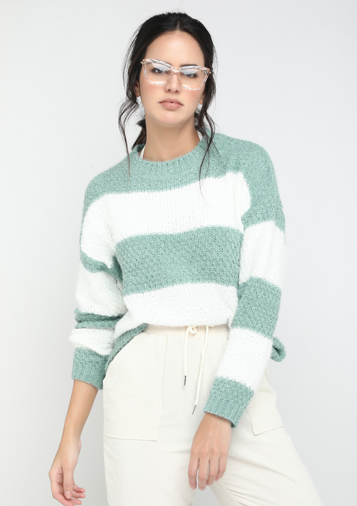 One Stripe At A Time Green Jumper
