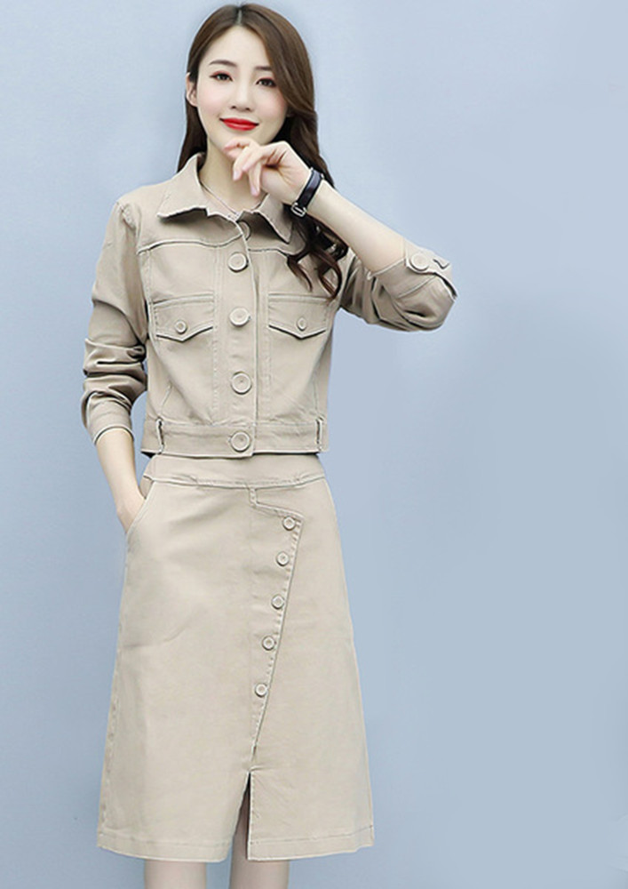 Occasional Outings Khaki Two Piece Set