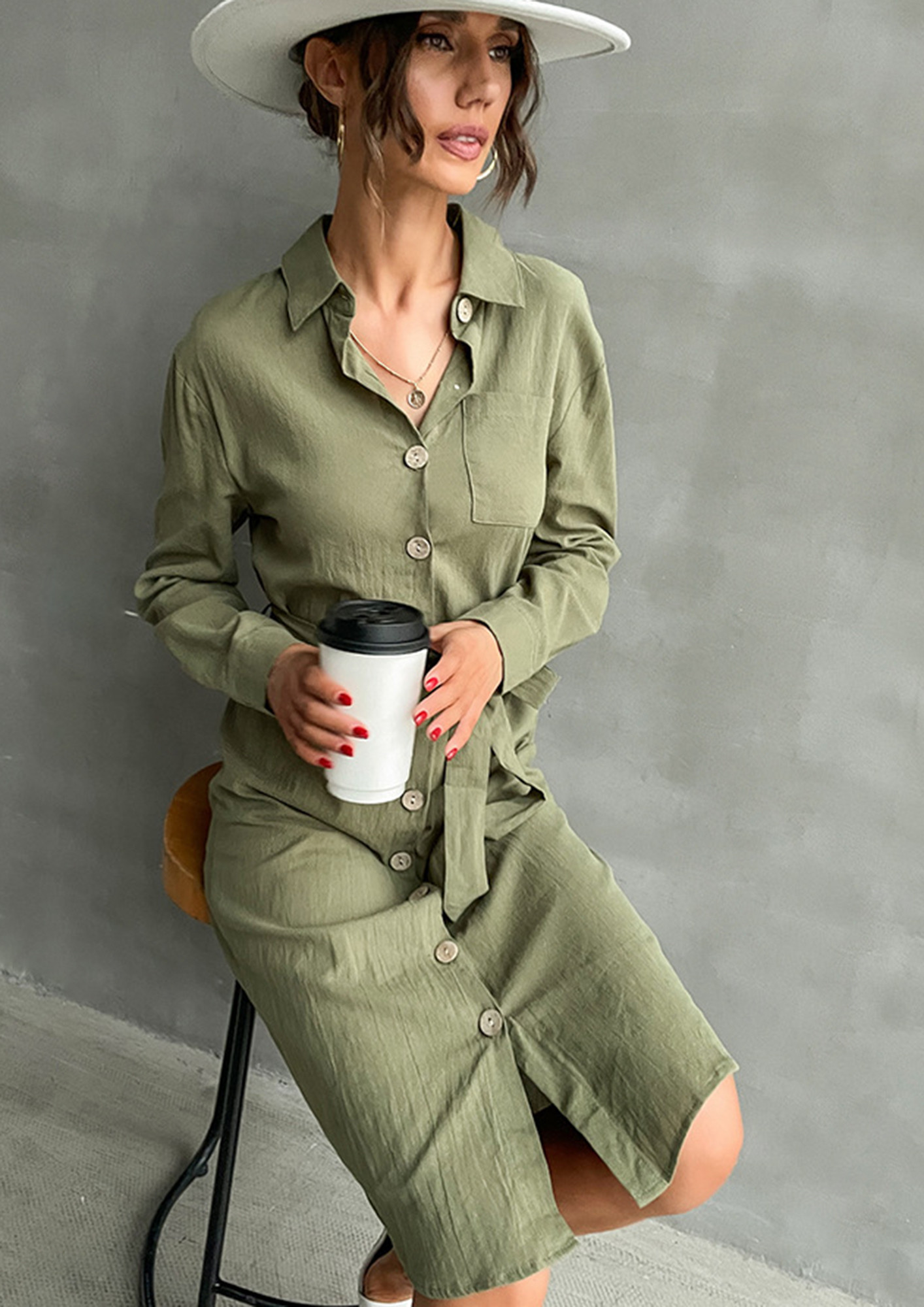 Simply Cute T-Shirt Dress - Army Green - The Mariqua D'Shay Collection