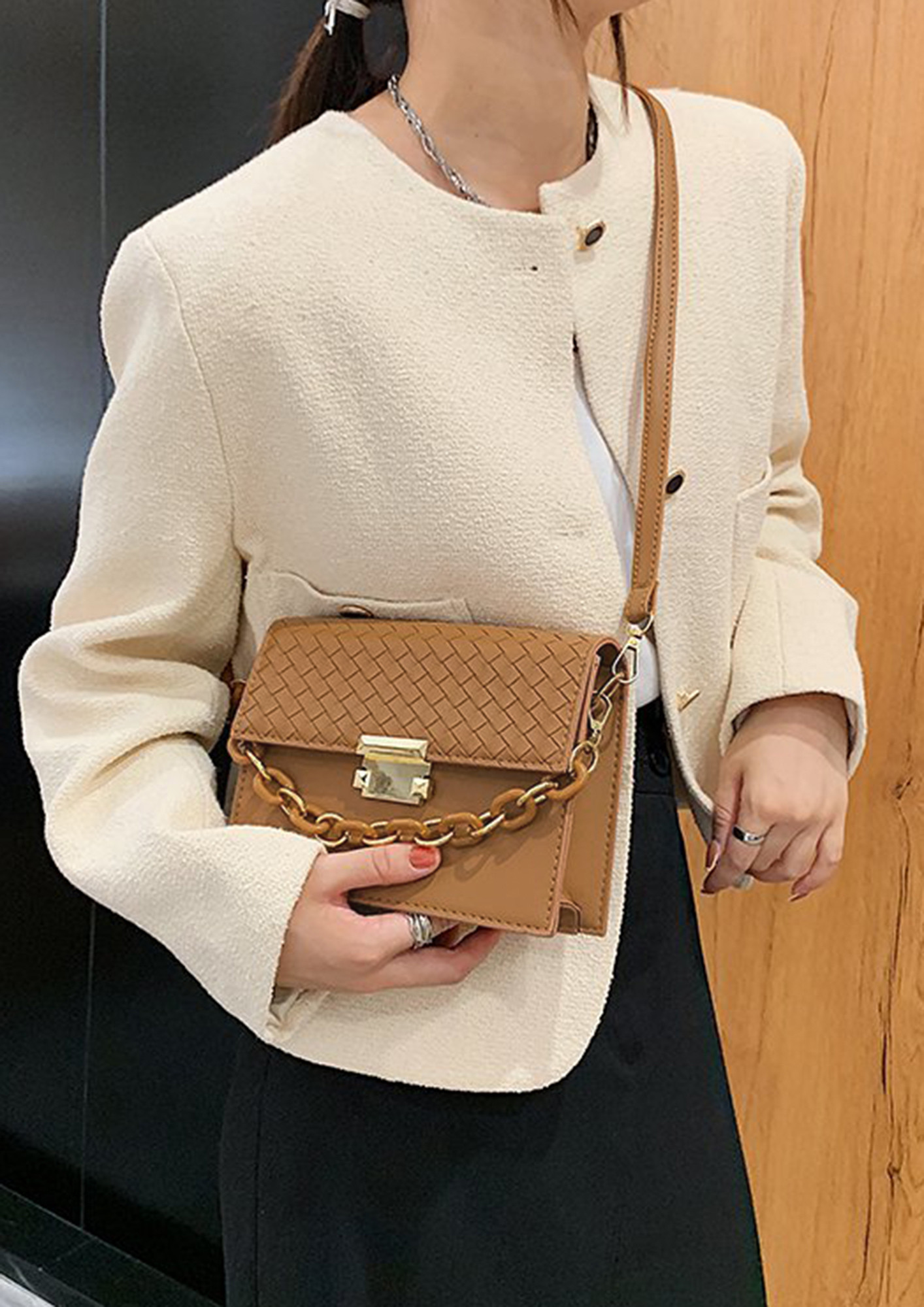 AT THE RIGHT TIME BROWN SLING BAG